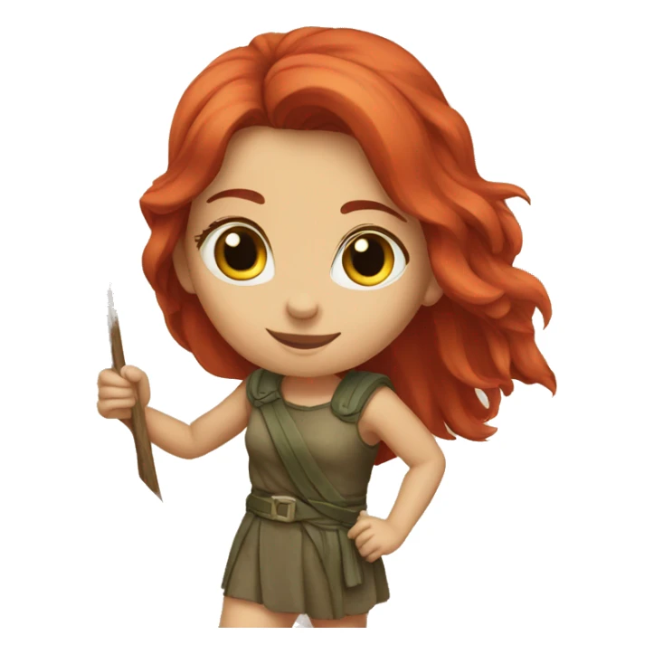 a red hair female on mountain summit greek flag sticker