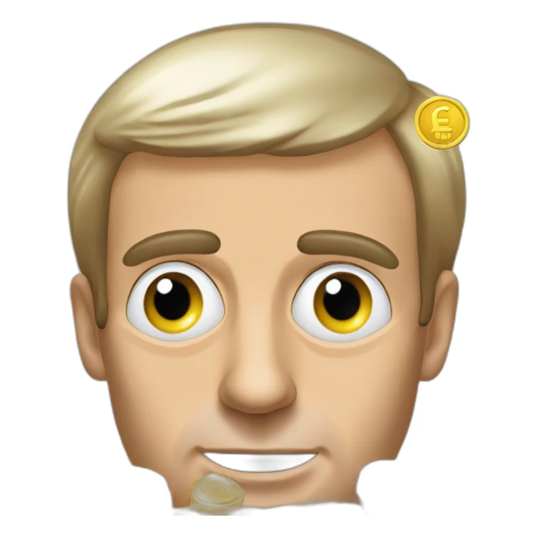 Emmanuel Macron with 2 euros coins in front of his eyes sticker