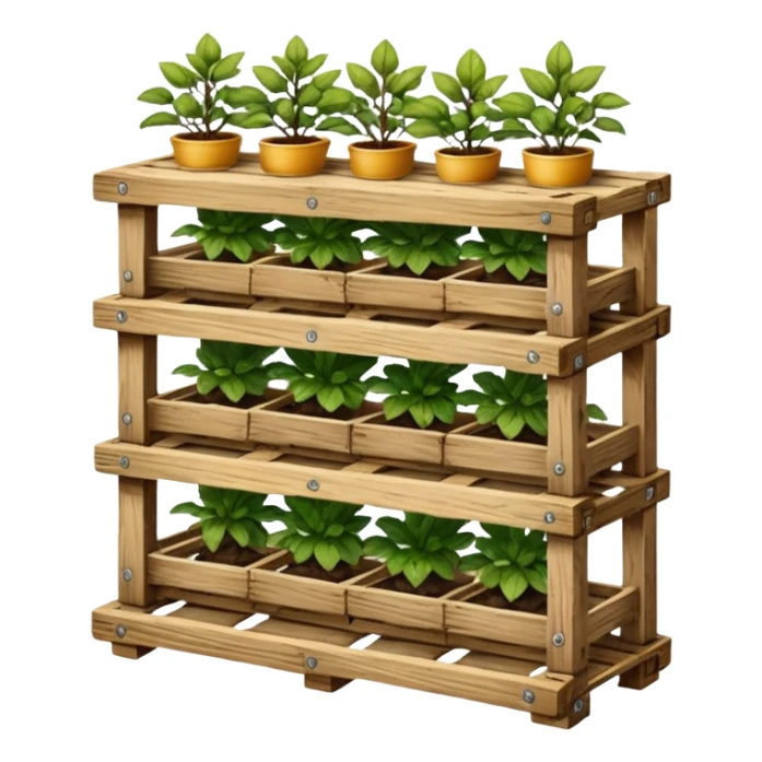 Deep Plant rack made from the wood of old oak pallets  sticker