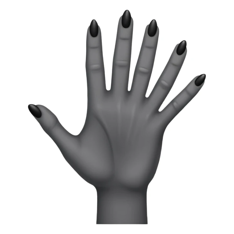 front of a grey colored arm and 5 fingered hand reaching out with black nails sticker