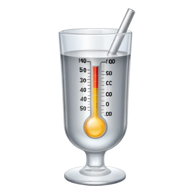 at a 45-degree angle backward and slightly to the right, the thermometer in a glass cup should be gray, like a mercury thermometer, and show 50+>C. sticker