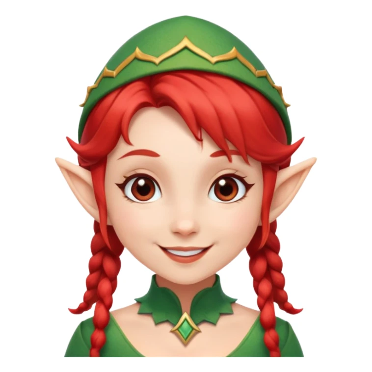 elf girl with red square hairstyle smiling sticker