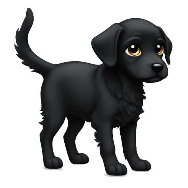 All black puppy pointy ears curly tail  sticker