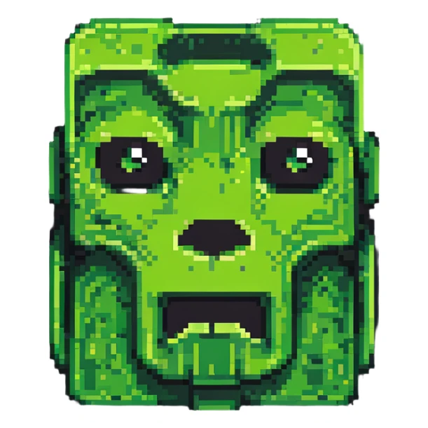 maximum blocky ultra-abstract pixel art Minecraft creeper face emoji with only 2-4 large square pixels sticker