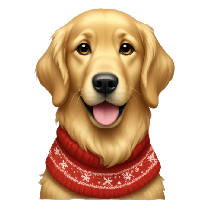 Golden Retriever wearing a Christmas sweater sticker