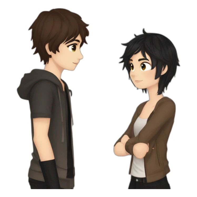 nico di angelo with a girl with brown pixie cut thats an emo sticker