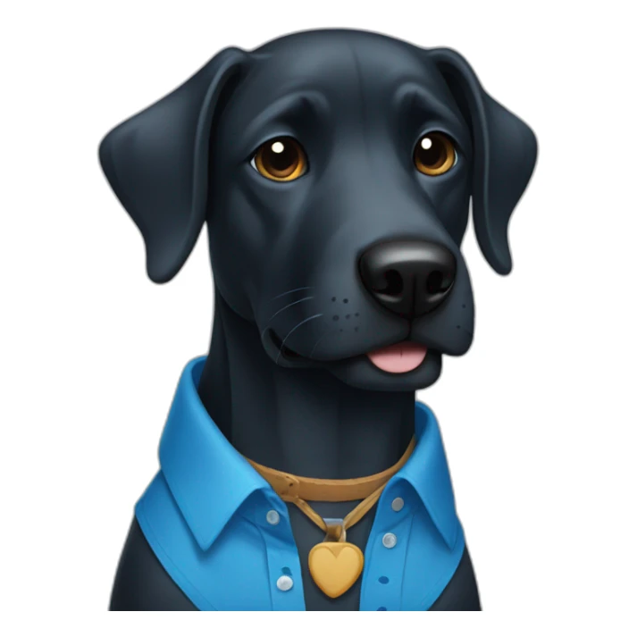 black dog wearing a blue full shirt sticker