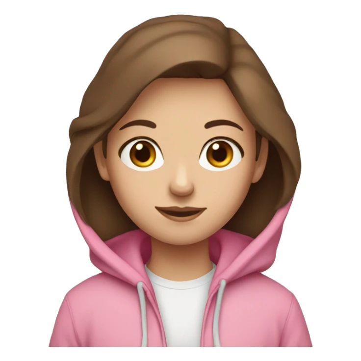 Brown hair blue eyes girl wearing pink hoodie sticker