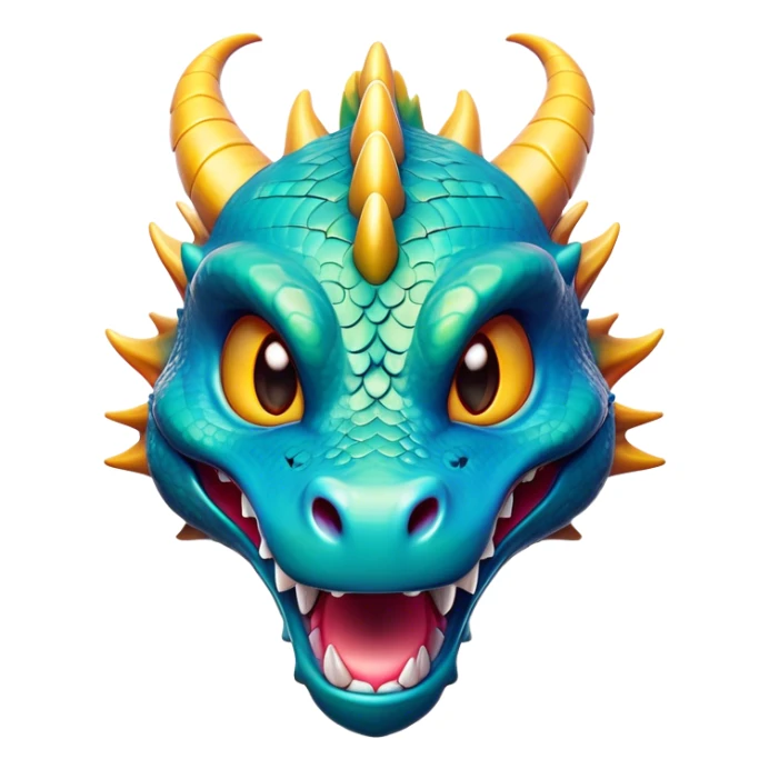 Cinematic Comical Dragon Portrait Emoji, Head tilted dramatically with an exaggeratedly amused expression, featuring a striking, glossy scaled body with bold, angular details and wide, expressive eyes brimming with playful disbelief; rendered with vibrant, lifelike textures and natural shadows, high shine, dramatic yet playful, styled with an air of cheeky mythical mischief, soft glowing outline, capturing the essence of a spirited and over‐the‐top dragon that looks ready to breathe fire into viral fame! sticker