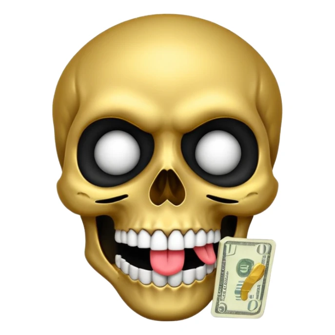 Money Skull Emoji Tongue Black and White Face sticker