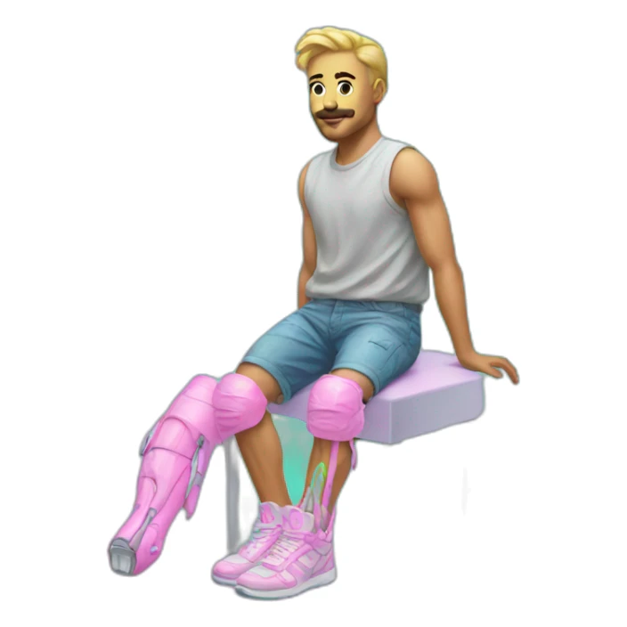 Vaporwave person with prosthetic leg  sticker
