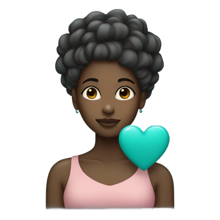 black girl with a teal heart by her head sticker