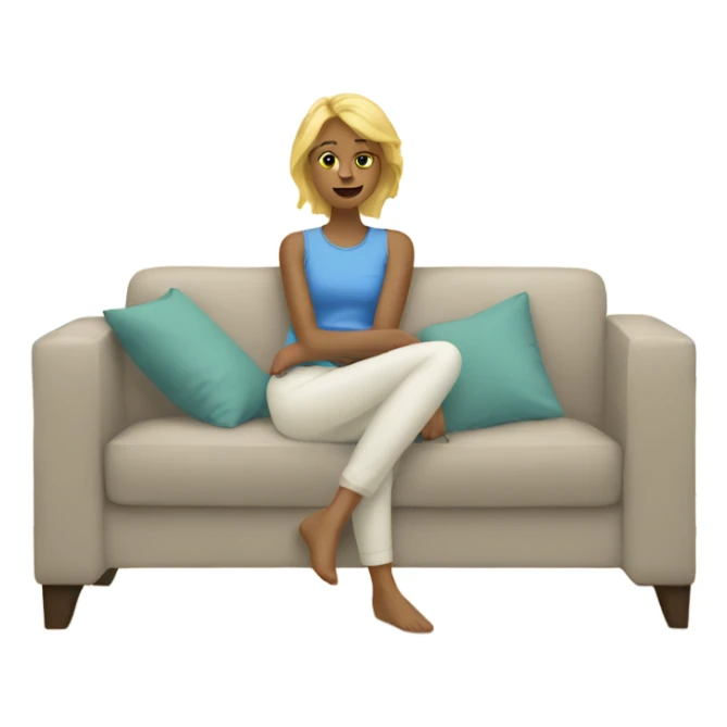 a blonde woman resting on a sofa in the living room sticker