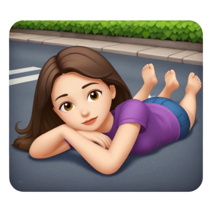 A girl laying on the street sticker
