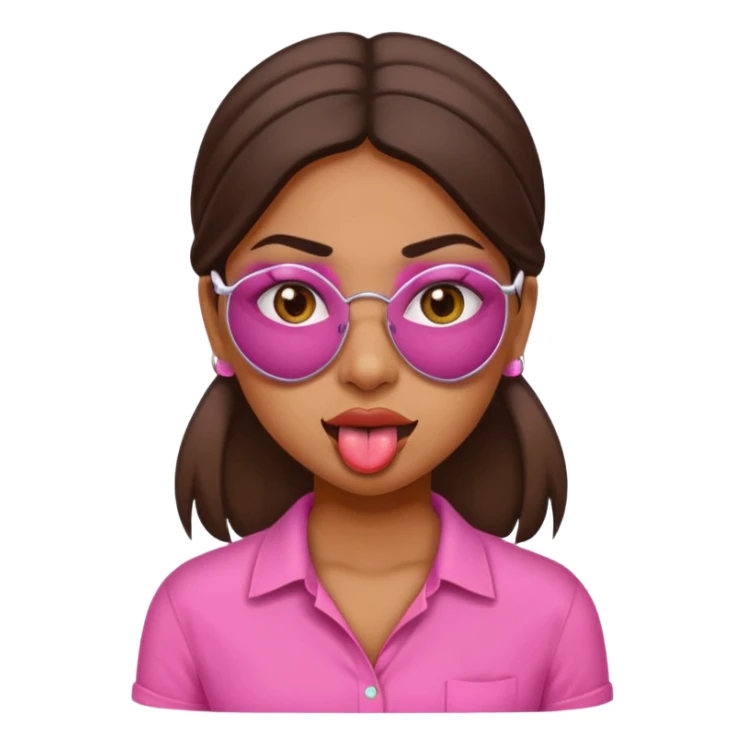 make a tongue sticking out expression for this indian girl that has under eye patches sticker