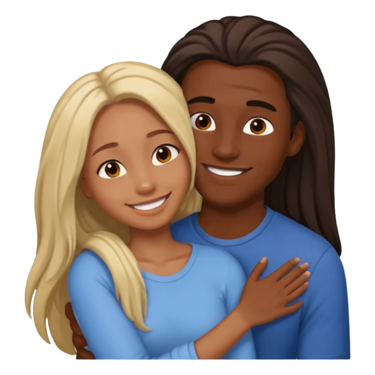 dark skin girlfriend hugs mixed boyfriend with long hair  sticker