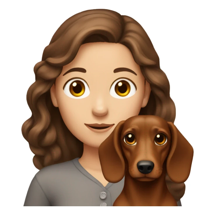 brown-haired girl with a long-haired dachshund sticker