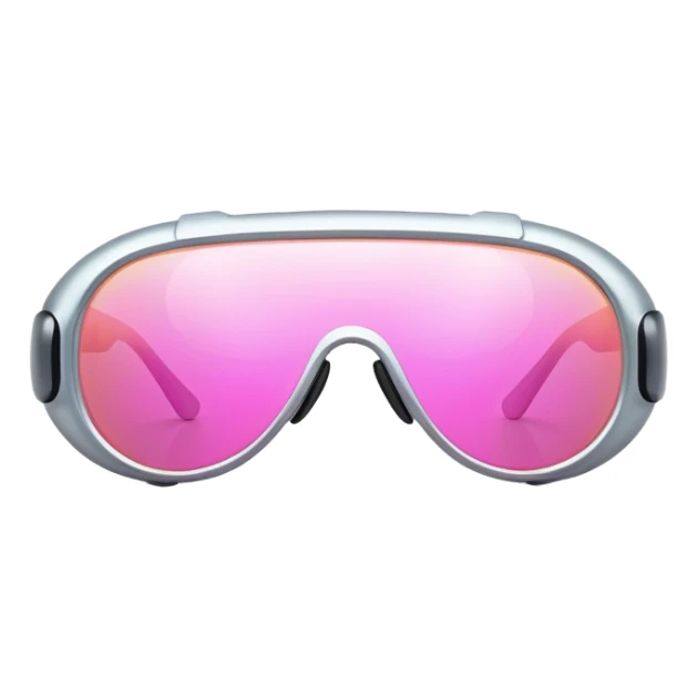 futuristic protective glasses with pink holographic lenses, high-tech design sticker