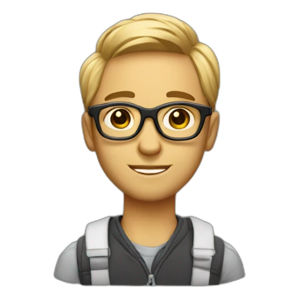 designer with mucbook with reg hair and glasses sticker