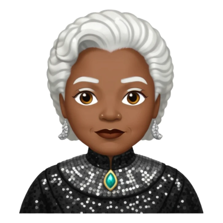 Mary McLeod Bethune with white hair, black sequin outfit  sticker