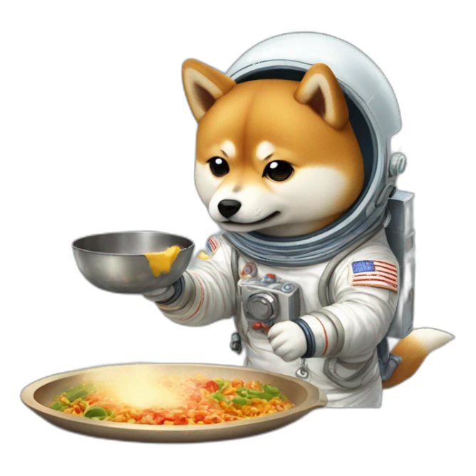Shiba Inu astronaut cooking food sticker