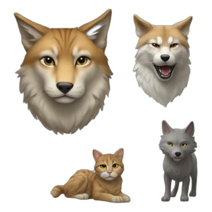 Picture of a cat on top of a wolf sticker