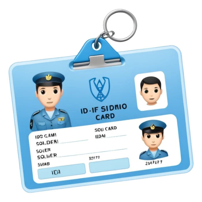 black Scissors cutting a light blue idf soldier ID card in 2 parts .hyper realistic sticker