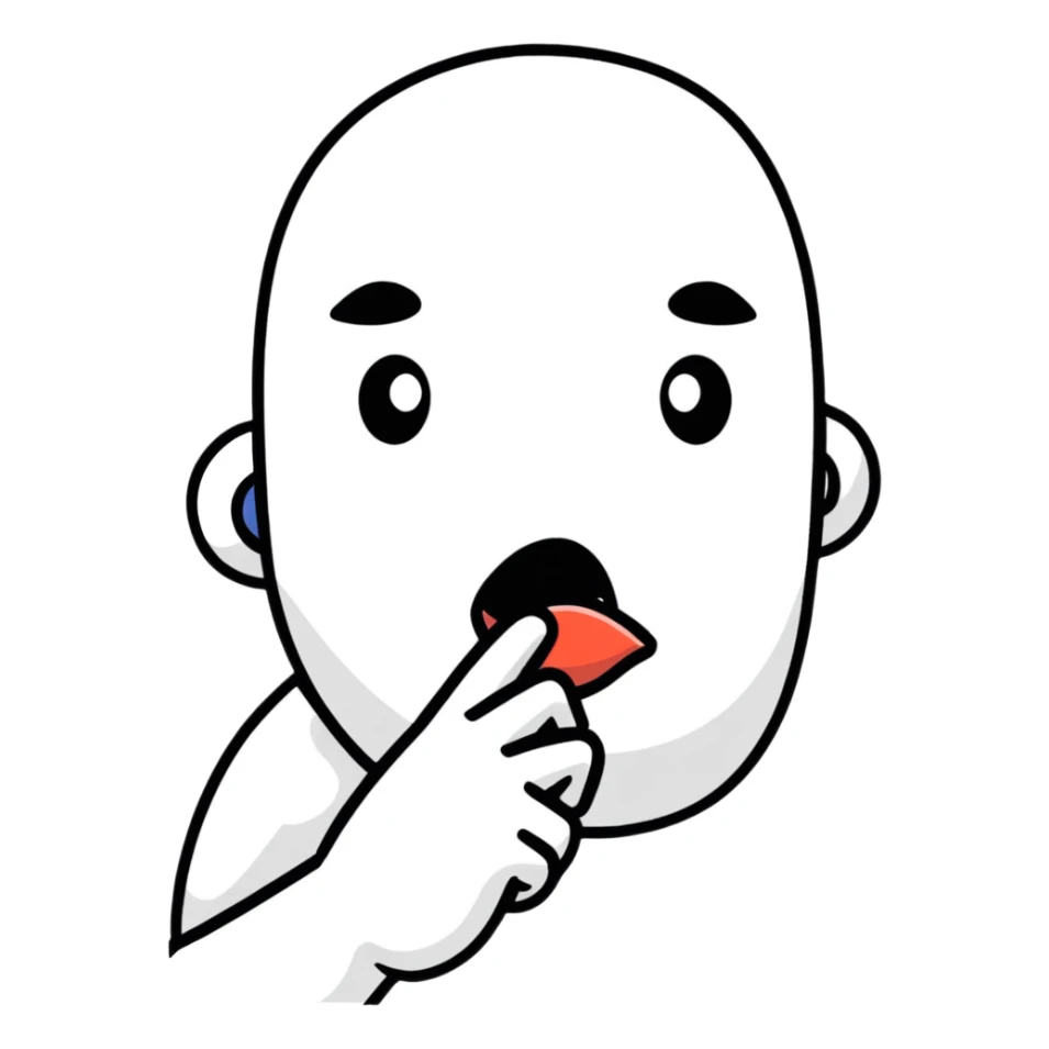 cartoon character with finger over mouth hushing sticker