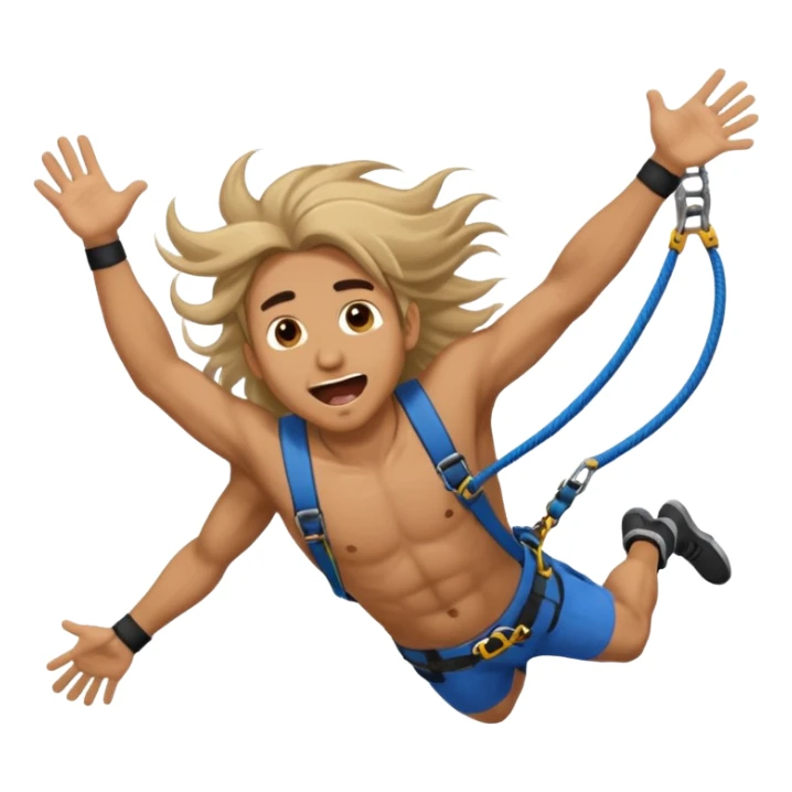 bungee jumping man face only with flying long hair and open mouth sticker