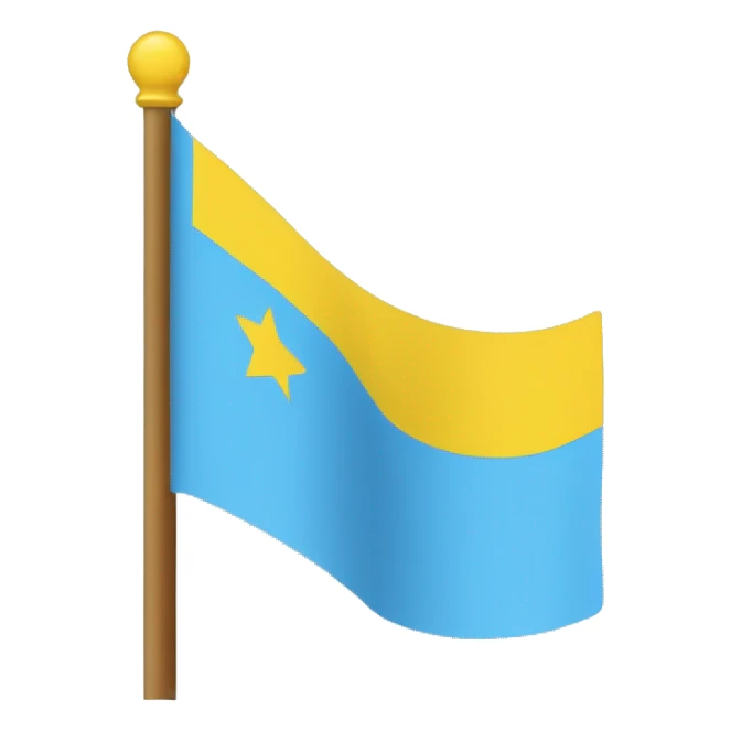 Flag with three stripes. The firs stripe is light blue, the second is yello and the third is light blue again. On the first ble stripe at the left there is a star with 8 angles and next to it to the right there is a half moon facing the star. sticker