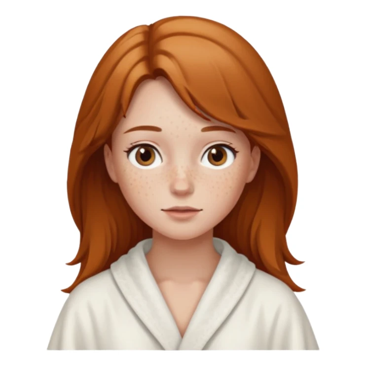 girl having facial wearing white robe, light brown coloour sticker