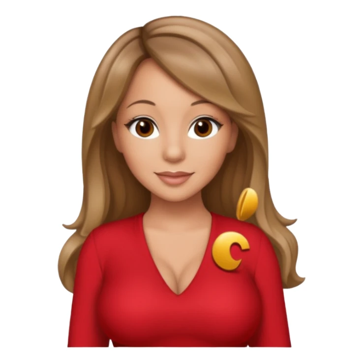 Mariah Carey brown eyes, dark blonde hair, red outfit sticker