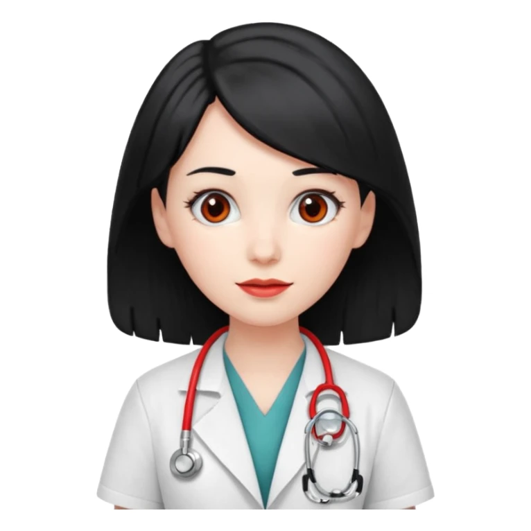 doctor with black hair and red hairclips  sticker