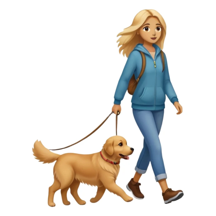 Beautiful girl walking a golden retriever dog sticker