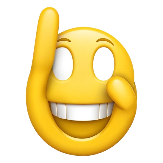 Goofy smiley face emoji doing the two fingers together motion sticker