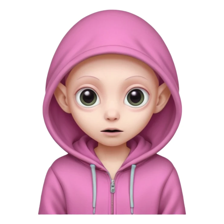 Aliens Pink, hoodie, cute big eyes, thin ears, half body sticker