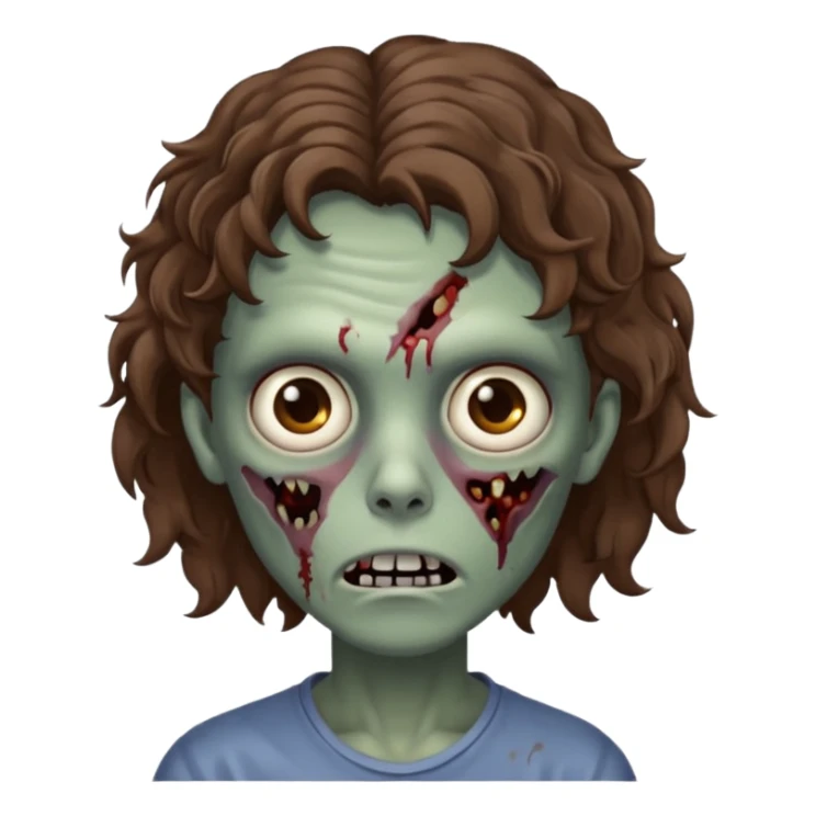 Zombie with lil bit curly medium brown hair sticker