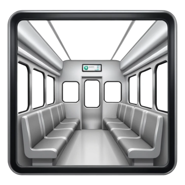 inside of commuter line with dominated by white and light gray tones, giving a clean and modern atmosphere. sticker