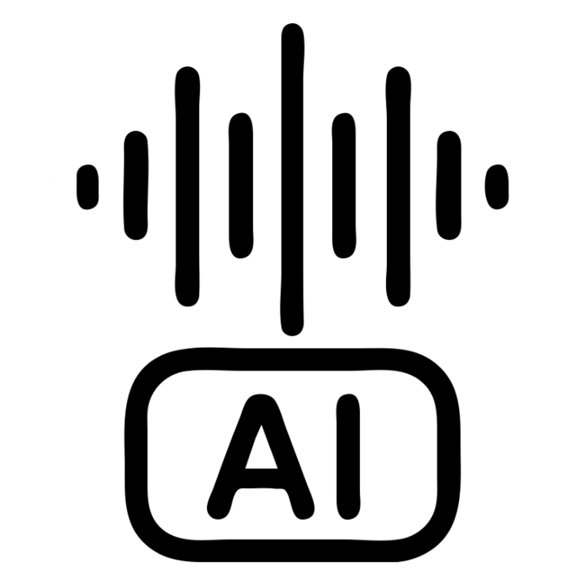 AI soundwave symbol, minimal, monochrome, clean lines, no background sticker