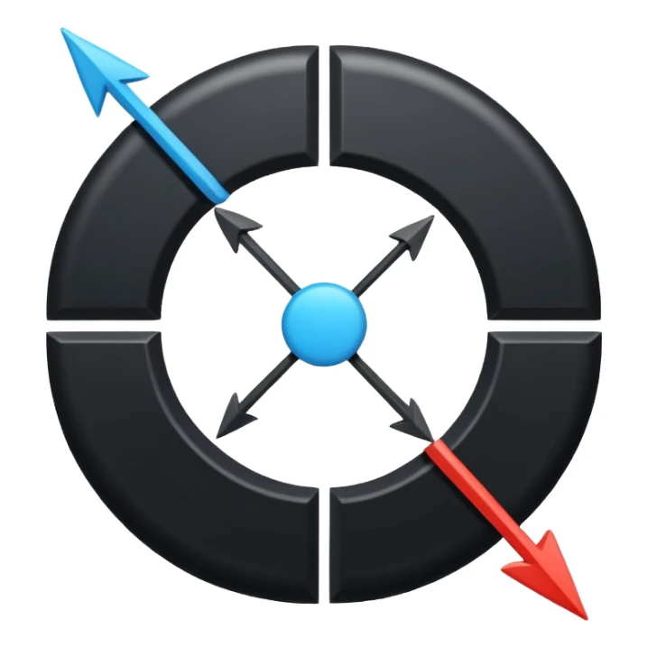 black diagram of circle expanding outward with arrows sticker