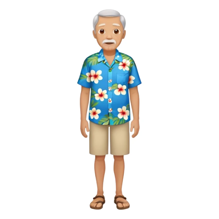 old man with hawai blue floweral shirt  full body sticker