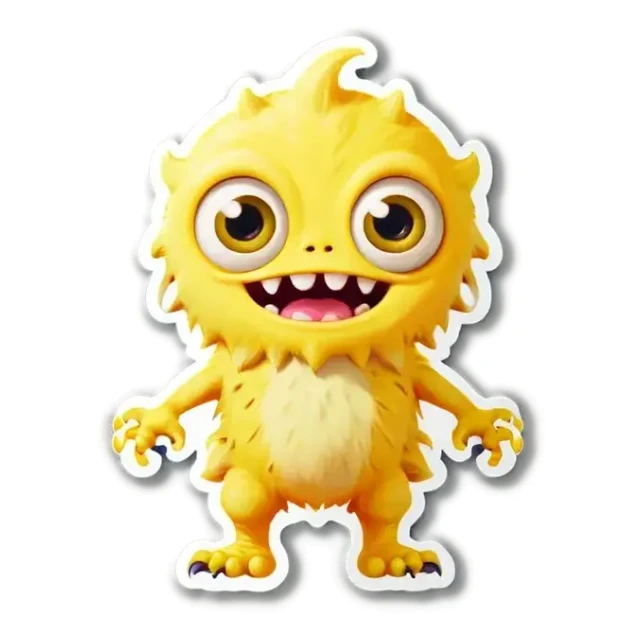 kind funny yellow baby monster sticker