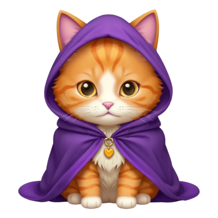 baby orange cat in purple cloak sticker