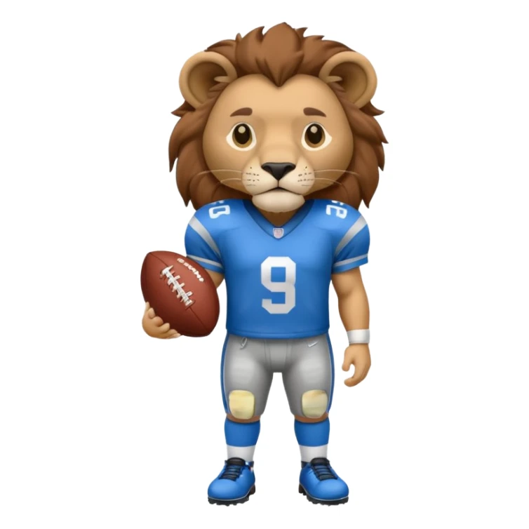 blue color lion wearing american football jersey sticker