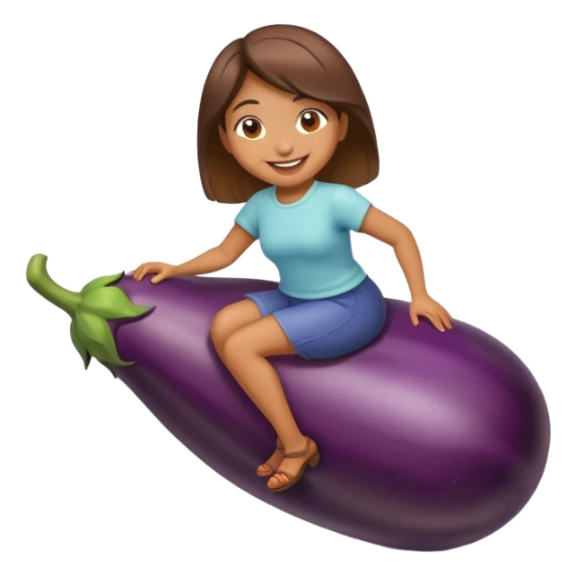 girl riding eggplant  sticker