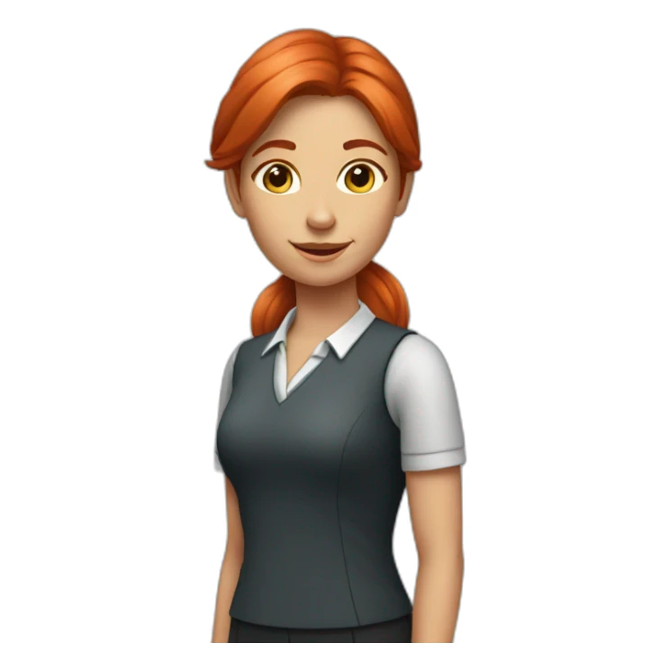 Red hair teacher young girl sticker