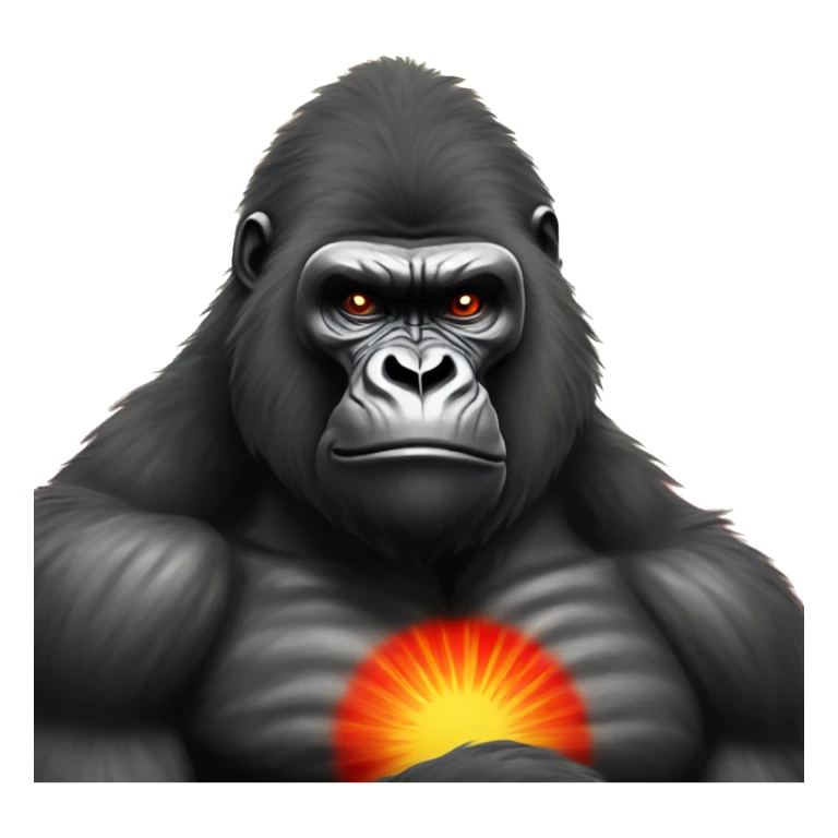 strong Gorilla , Red Sun , rays of sunshine,  sticker