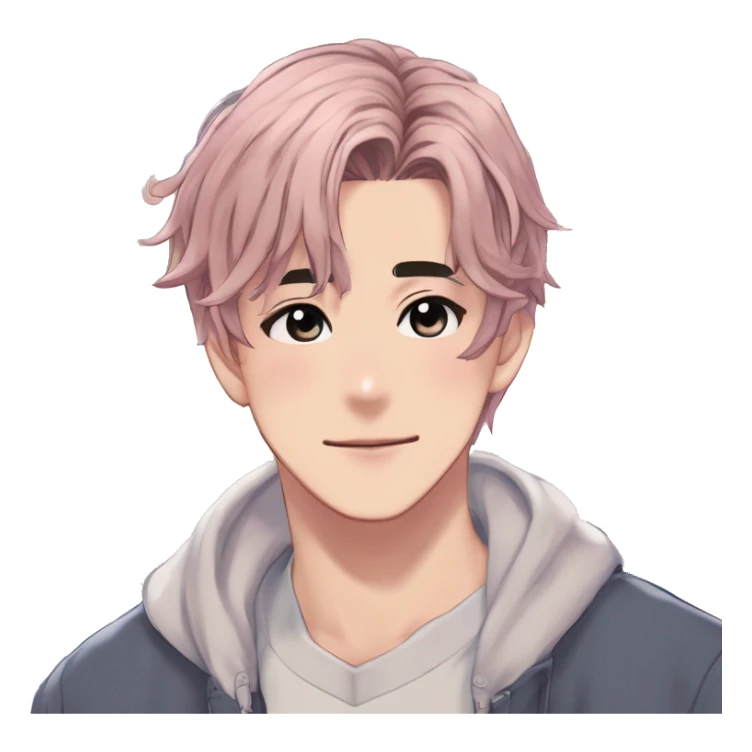 Gorgeous romantic hot attractive anime style modern anime shojo guy with pretty ponytail hair and colorful eyes and blushing face aesthetic trending style  pastelcore cottagecore kawaiicore sticker