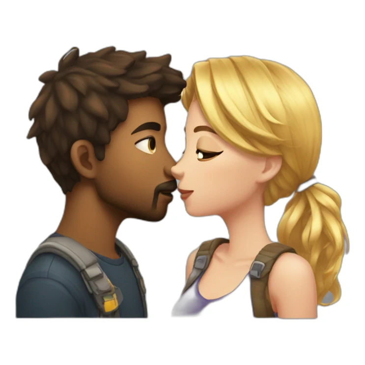 Gamer boy kiss his girlfriend sticker