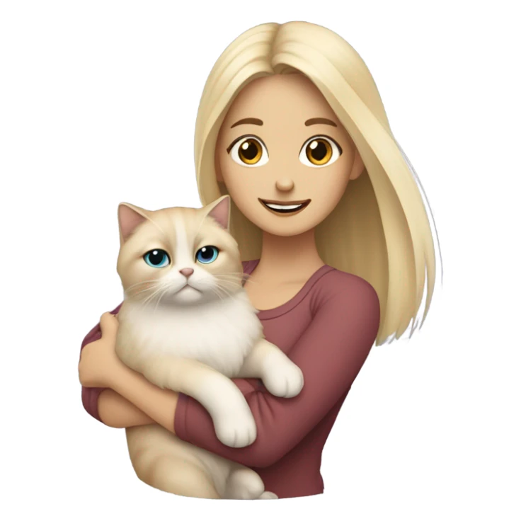 A blonde girl with a Himalayan cat in her arms sticker
